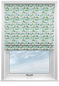 Cloudy Peaks, Mint - Motorised Roman Blind